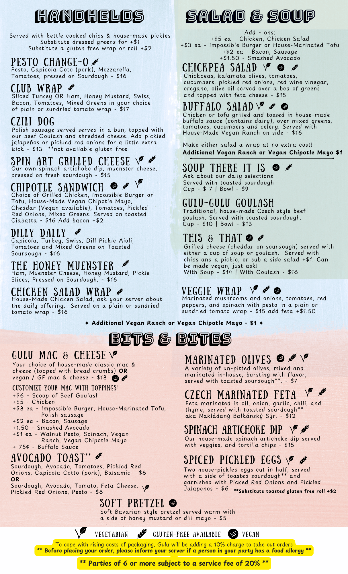 Gulu-Gulu Cafe Food menu