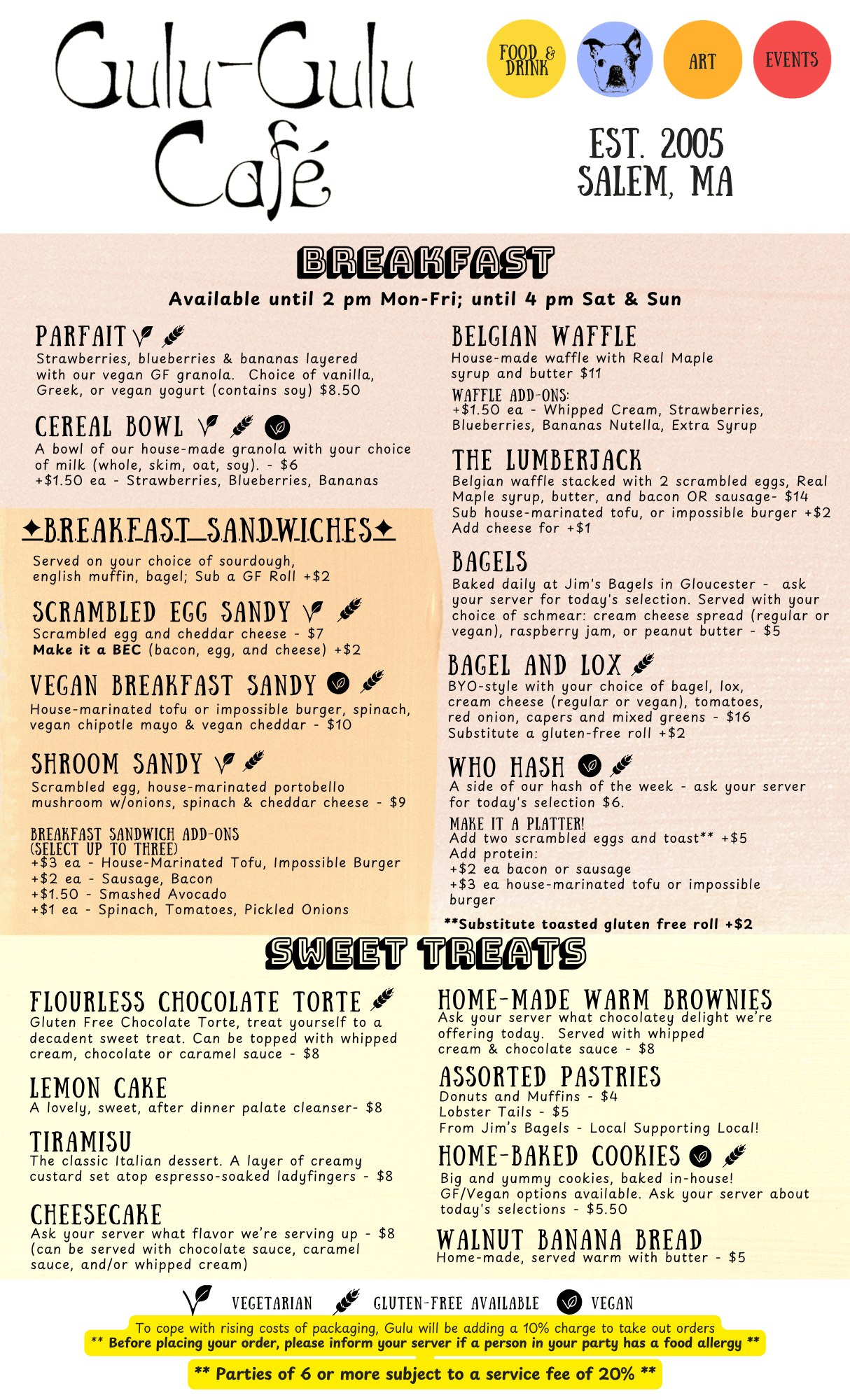 Gulu-Gulu Cafe Food menu
