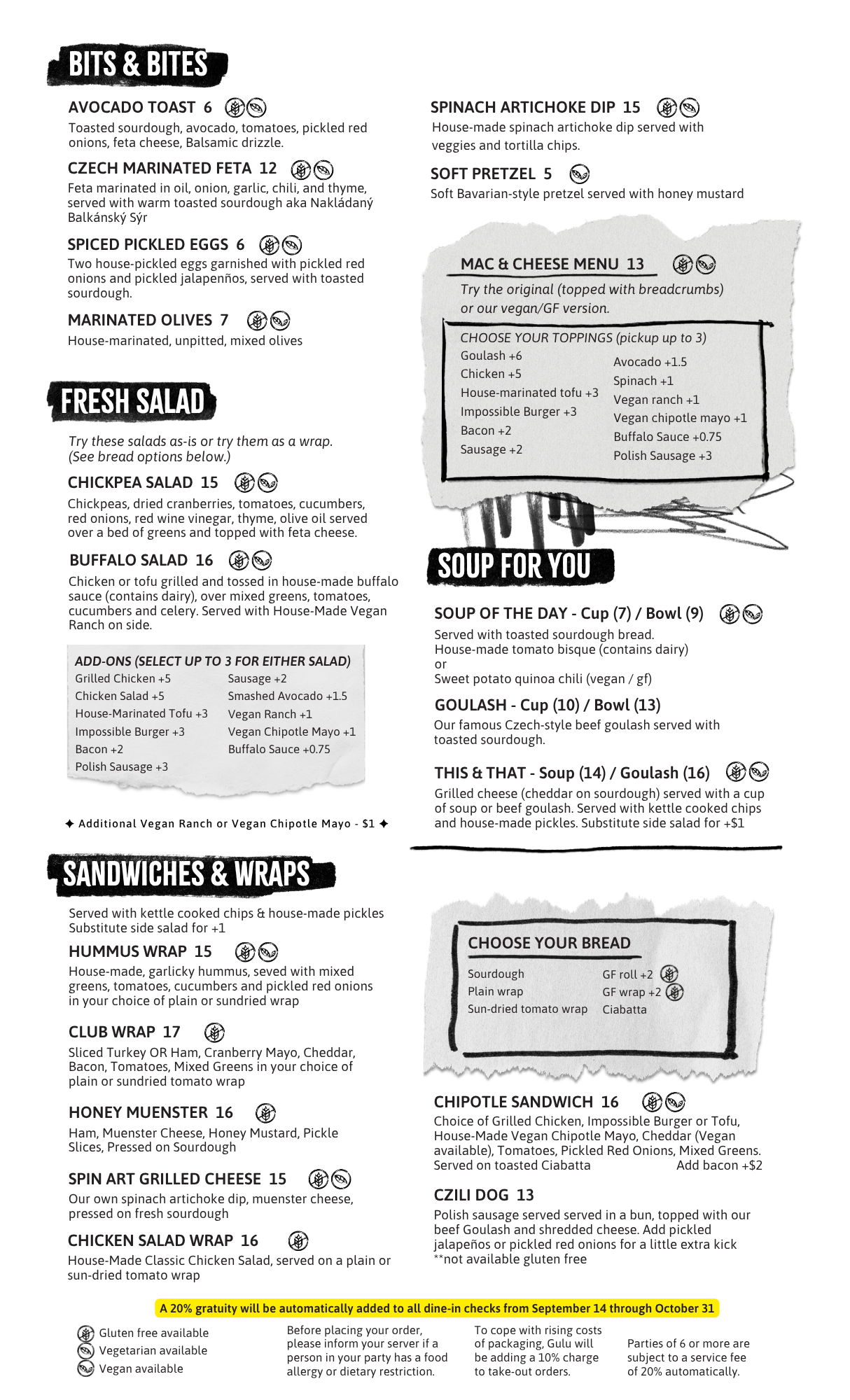 lunch-dinner menu